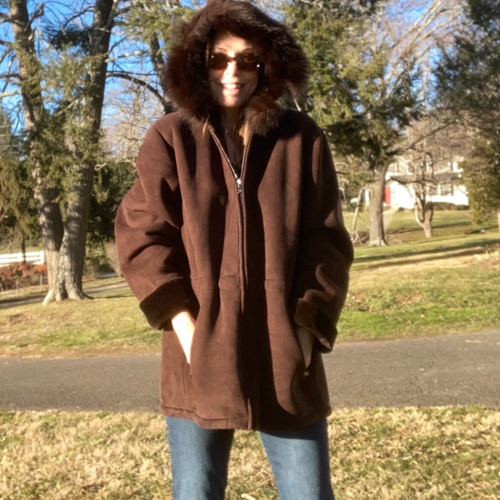 Faux Suede Hoodie Coat - WARM!